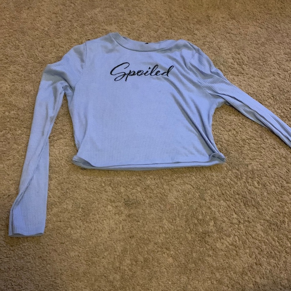 Long Sleeve , Spoiled baby blue crop top